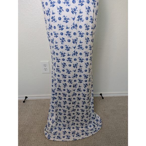 Parthea Blue Tie Strap Bodycon Mermaid Floral Maxi Dress Women Size M Bloomcore - Picture 7 of 13